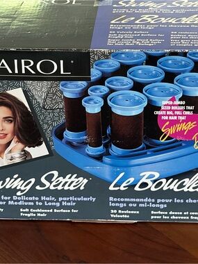Clairol Swing Setter Jumbo Hair Rollers in Blue vintage never used tested